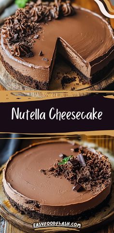 This decadent no-bake Nutella Cheesecake features a smooth, creamy filling infused with Nutella, complemented by a buttery graham cracker crust and a glossy chocolate-hazelnut topping. Perfect for Nutella enthusiasts and ideal for any occasion, this dessert is both indulgent and easy to make. Ingredients: