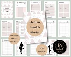 medical health binder with the text, 25 page printable