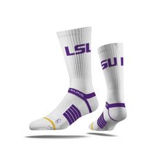 When style, team spirit, and comfort are your top priorities, you choose this sock. These socks pair style and comfort with your team colors and compression padding, a combed cotton blend, strapped fit, invisible toe seam, and moisture wicking features. If you want to rep your team spirit and look and feel good doing it, this is the sock for you. Sporty Socks For Sports Events, White Cotton Sports Socks, Breathable Sports Socks For Sports Season, White Anti-odor Socks For Sports Events, White Anti-odor Socks For Sports, Anti-odor White Socks For Sports Events, Sporty White Fade-resistant Socks, Sporty Fade-resistant White Socks, Fade-resistant White Socks For Training