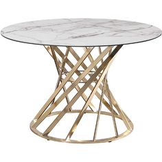 a white marble table with gold metal base