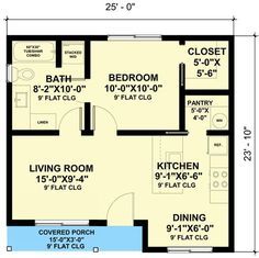 the floor plan for a two bedroom apartment with an attached kitchen and living room area