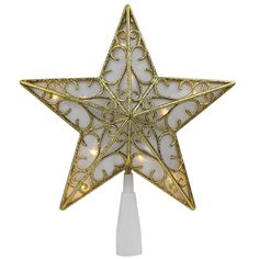 a gold and white glass star ornament