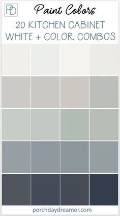 the color scheme for paint colors in kitchen cabinets with white and gray colors on it