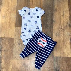 Adorable Two Piece Set! Washed But Never Worn. 100% Cotton And Machine Washable! Casual Cotton Set For First Birthday, Casual White Sets For First Birthday, Navy Cotton Playtime Sets, Cotton Navy Sets For Playtime, Baseball Match, Baby Boy Nike, Baby Nursery Closet, Nursery Closet, Boys Nike