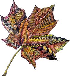 a colorful leaf with intricate designs on it