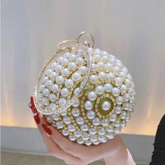 Brand New - Luxury - Sliver - Special Occasion - Rhinestones Item Takes 5-8 Business Days To Ship White Rhinestone Evening Bag For Events, Belt Ring, Pearl Clutch, Round Purse, Bling Bags, Embellished Clutch, Clutch Handbag, Earring Necklace, Necklaces Bracelets