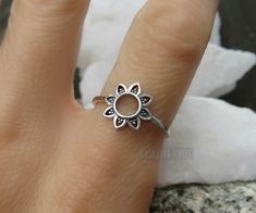 Flower silver Ring - Sunflower ring - simple ring - cute ring - promise silver ring - stamped 925 - gifts for her Face Height: 11 mm Metal Material: Sterling Silver Finish: Oxidized Nothing but the best from my custom jewelry store. Email me if you have any questions. Dainty White Gold Sterling Silver Flower Ring, Dainty White Gold Flower Ring In Sterling Silver, Dainty Sterling Silver Flower Ring For Promise, Dainty Handmade Silver Flower Ring, Dainty Sterling Silver Flower Shaped Rings, Dainty Sterling Silver Toe Rings As Gift, Dainty Sterling Silver Toe Rings For Gift, Dainty Sterling Silver Flower Promise Ring, Dainty Sterling Silver Flower Toe Ring