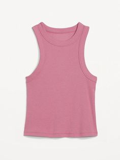 Rib-Knit Cropped Tank Top for Women | Old Navy High Neck Sports Top For Spring, Spring Sports High Neck Top, Sporty High Neck Summer Tops, Casual High Neck Stretch Tank Top, High Neck Tank Top For Summer Workout, Summer Workout High Neck Tank Top, Sporty High Neck Tank Top For Summer, High Neck Athleisure Tank Top For Summer, Red Flamingo