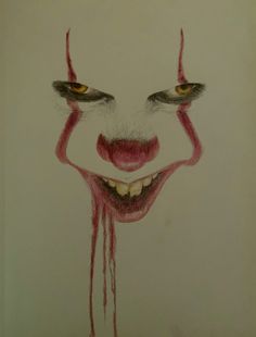 a drawing of a creepy clown's face