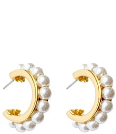 From Mignonne Gavigan&#x2C; these errings feature:Hoop earringsResin pearls&#x2C; 14k gold plated brassStainless steel post closureApprox. 0.78" L x 0.78" WImported. Bridal Jewellery Earrings, Mignonne Gavigan, Preppy Jewelry, Jewelry Accessories Ideas, Accessories Ideas, Pearl Hoop Earrings, Huggie Hoop Earrings, Accessories Jewelry Earrings, Dream Jewelry