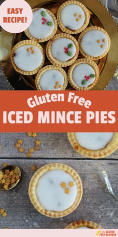 mini iced mince pies with text overlay that reads gluten free iced mince pies