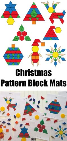 christmas pattern block mats for kids to make