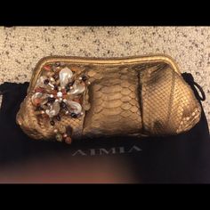 Genuine Python Skin Clutch Bag With Lamb Suede Lining. Brand New. Color: Dark Gold. (Pantheon With Applique) Great Gift Birthday's & Mother's Day Idea For Sister, Friend, Mother. Python Skin, Dark Gold, Python, Sunglasses Case, New Color, Mother's Day, Clutch Bag, Mothers Day, Great Gifts