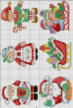 cross stitch pattern with santa and other decorations