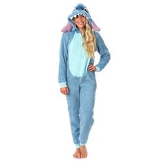 GREAT Disney Stitch union suit costume pajama! Lilo and Stitch is the beloved Disney animated feature of a Hawaiian girl and her pet Alien. This Juniors Stitch union suit outfit is perfect for teens and women! It features a front zipper closure with leg and wrist cuffs. The hood has a great 3D Stitch face with great embroidered details, felt teeth, and puffy-filled ears. The whole Stitch pajama costume outfit is made of an ultra-soft sherpa fleece fabric that is 100% polyester. Size: XL.  Color: Stitch Outfits, Stitch Halloween Costume, Stitch Pajamas, Stitch Costume, Hawaiian Girl, Pajama Costume, Pajama Outfit, Suit Costume, Union Suit