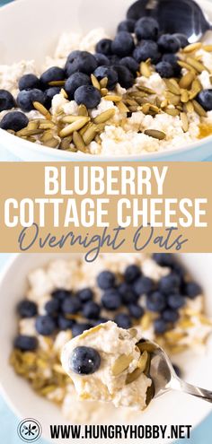 blueberry cottage cheese overnight oats in a bowl