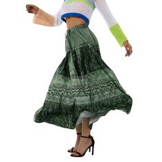 Women 's Fairy Grunge Midi Skirts High Waist Art Print A-Line Long Skirt Y2k 2022 Fashion 90s Midi Skirt Y2k, High Waist Midi Skirt, Long Floral Skirt, Green Y2k, High Waist Long Skirt, Fashion 90s, Skirt Y2k, Stylish Skirts, Skirts Midi High Waisted