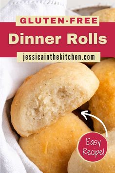 gluten - free dinner rolls with text overlay