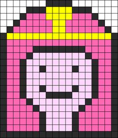 an image of a pixel art piece in pink and yellow