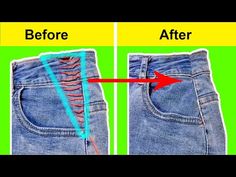 the before and after pictures show how to wear jeans with laces on each side