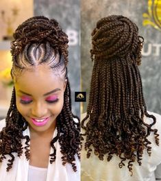 Braided Updo Black Women, Curly Braids Hairstyles, Girls Hair Style, Vacation Hair, Cornrows Braids For Black Women, Black Hair Updo Hairstyles, Stylish Naija, Curly Braids, Hairstyles Pictures