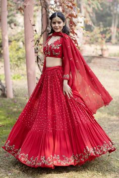 Sequence Embroidery, Work Lehenga, Georgette Dupatta, Red Lehenga, Indian Bridal Dress, Lehenga Collection