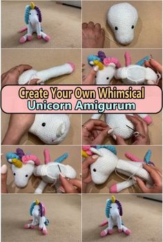 crochet unicorn amigurm with instructions to make it