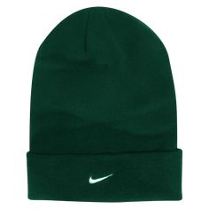 Nike Team Cuffed Beanie. Keep your head warm during those chilly fall games. 100% acrylic. Solid Winter Sports Hats, Casual Sports Hat For Winter, Casual Winter Sports Hat, Sports Beanie For Winter, Nike Casual Winter Hats, Casual Nike Winter Hat, Nike Winter Beanie Hat, Green Winter Beanie For Streetwear, Adjustable Winter Sports Beanie