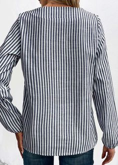 Geometric Clothing, White Prints, Work Casual, Striped Long Sleeve, Women Collection, Sleeve Styles, Unique Style, Work Wear, Sleeve Blouse