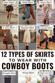 Skirt With Western Boots, Skirts With Cowboy Boots, Cowboy Boots Outfit Western, Skirt And Cowboy Boots Outfit, Mini Skirt Winter Outfit, How To Wear Cowboy Boots