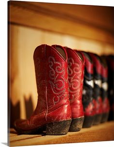 Row of cowboy boots sitting on a shelf Country Bridal Shower, Wedding Shower Themes, Couple Wedding Shower, Western Theme Party, Country Theme Wedding, Western Parties, Cowboy Theme, Western Theme, Frye Boots