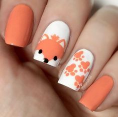 -A foto não é minha! -The photo is not mine! -Créditos? Não é preciso! -Credits? No need! Fox Gel Nails, Animal Themed Nails, Kids Nails Cute Simple, Animal Nail Designs, Fox Nails, Preppy Accessories, Unghie Sfumate, Angelina Ballerina