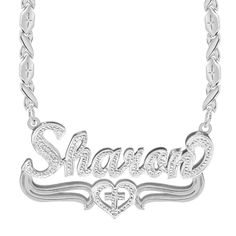 This Rhodium Beaded "Sharon" Nameplate is available in either Sterling Silver, and Gold over Silver. This design includes the heart with a cross inside. Choose up to 10 characters to make your unique name. Customizable With: Names, or Words Closure: Lobster Clasp Metal Selection: Sterling Silver 14k Gold over Silver Silver Figaro Chain, Monogrammed Cufflinks, Swarovski Heart, Unique Name, Crown Necklace, Name Earrings, Nameplate Necklace, Family Jewellery, Diffuser Necklace