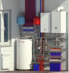 an image of a room with pipes and water heaters