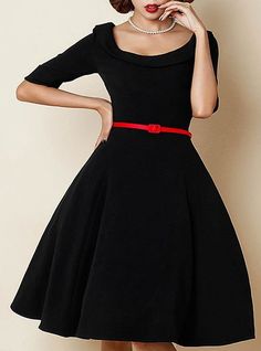 Retro Style Scoop Neck 1/2 Sleeve Solid Color Ball Gown Dress For Women Vintage Dresses Cheap, Ball Gown Dress, Vintage Style Dresses, Sammy Dress, Ball Gown Dresses, Gown Dress, Look Vintage