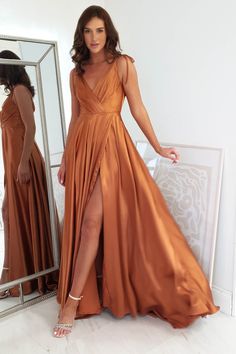 Rio Soft Satin Gown | Champagne Maid Of Honour Dresses Boho, Rust Color Gown Plus Size, Mix Max Bridesmaid Dresses Fall, Different Shades Bridesmaid Dresses Rust, Western Soft Lightorange Bridesmaid Dresses, Modern Western Wedding Bridesmaid Dresses, Womans Burnt Orange Dress, Best Bridesmaid Dresses Burnt Orange, Fall Bridesmaid Dresses Affordable