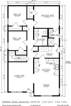 the floor plan for a two story house