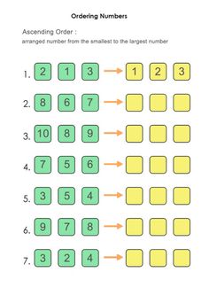 an image of ordering numbers with arrows