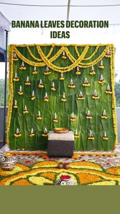 a decorated stage with yellow flowers and decorations