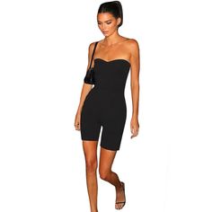 Black Strapless Fitting Romper Off-shoulder Bodysuit For Night Out In Summer, Off-shoulder Bodysuit For Summer Nights Out, Summer Off-shoulder Bodysuit For Night Out, Black Tube Top For Summer Clubbing, Black Tube Top For Club And Summer, Black Tube Top For Club, Summer Season, Summer Stretch Off-shoulder Jumpsuits And Rompers, Summer Off-shoulder Stretch Jumpsuits And Rompers, High Waist Summer Club Tube Top