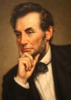 a painting of abraham lincoln with his hand on his chin