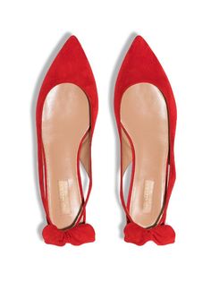 Aquazzura Bow Tie Suede Ballerinas - Farfetch Aquazzura Bow Tie, Red Bow Tie, Versace Outfit, Metallic Heels, Ballet Pumps, Boot Pumps, Red Bow, Pump Sandals, Ski Wear