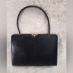 Vintage Berma Black Leather Handbag, Leather Interior, Some Slight Wear On Edges And Handle(Pics), But Very Slight And Unnoticeable, Stunning Bag, Carved Gold Clasp Formal Handheld Bag In Textured Leather, Formal Textured Leather Handheld Bag, Formal Handheld Textured Leather Bag, Formal Textured Leather Clutch Bag, Textured Leather Top Handle Bag For Party, Party Top Handle Bag With Textured Leather, Party Bag With Textured Leather And Top Handle, Party Top Handle Bag In Textured Leather, Party Textured Leather Top Handle Bag