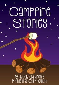 the campfire stories book cover is shown with an illustration of a marshmallow