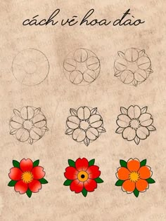 an old paper with flowers drawn on it and the words each is hoaddoo