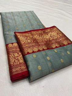 Join our Whatsapp Community Group for latest updates-https://chat.whatsapp.com/LidZNUslt5QAzMgXcJGMRb  Visit www.silktatva.com for extra discounts Dusty Teal Chanderi Handloom Katan Silk Saree All over Gold zari buttas in the body of the saree Nakshi Borders on both sides in contrast color Heavy Pallu with Zari 100% Pure Chanderi Handloom Saree Saree includes unstitched blouse Exclusive Design Ready to ship We do Saree Fall, Pico, Tassels on request only free of charge NOTE: While opting for the Dusty Teal, Saree Blouse Patterns, Designer Saree Blouse Patterns, Western Outfits Women, Deep Burgundy