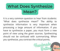 a person with glasses and text that reads what does synthetic mean? it is a very common question to hear from students