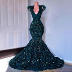 Dark Green Sequined Mermaid Prom Dresses Prom Dress Pictures, Green Wedding Dresses, Gown Pictures, Green Prom, 2024 Prom, Senior Prom Dresses, Corset Dress Prom, Gowns Prom, Dresses Cheap