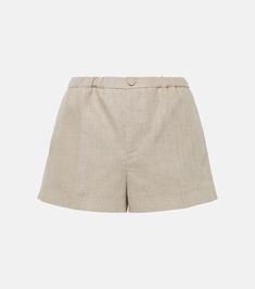 Linen canvas shorts in beige - Valentino | Mytheresa Valentino Clothing, Spring Knits, Spring Bags, Leather Thong Sandals, Lake Garda, Linen Canvas, Valentino Rockstud, Color Names, Short Outfits