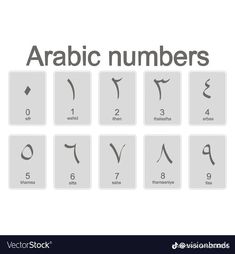 arabic numbers with different symbols and letters in the style of an arabic letter, which is also